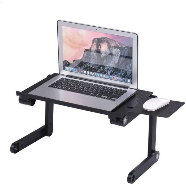 Universal Foldable Laptop Table Stand Adjustable with Mouse Pad,Cooling Fan - Black