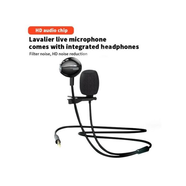 Generic Clip-On Lapel Lavalier Microphone With Ear Phone - Black