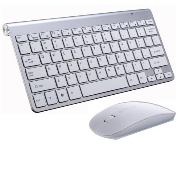 Generic Flat Wireless Keyboard & Portable Mouse Combo for Windows PC Silver