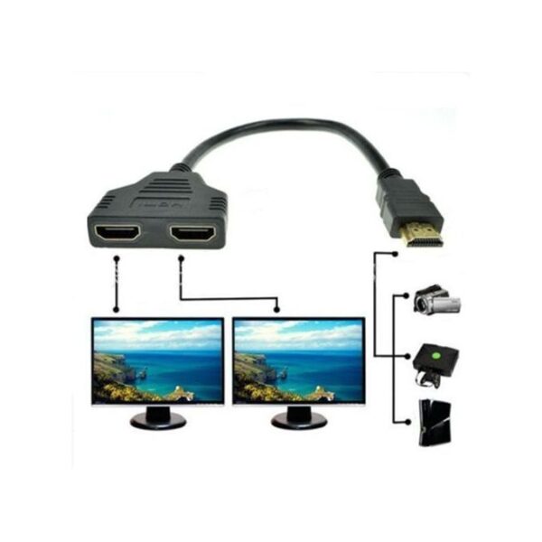 Generic 1080P HDMI Male to Dual HDMI Female 1 to 2 Way Splitter Cable Adapter - Black