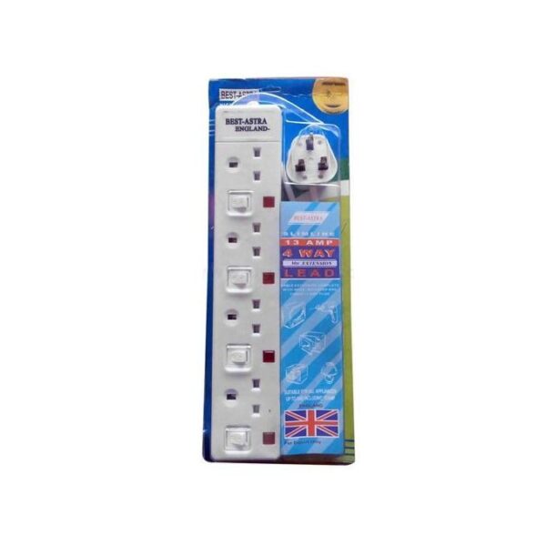 Original Super Efficient 3M 4-Way Extension Cable Socket - White