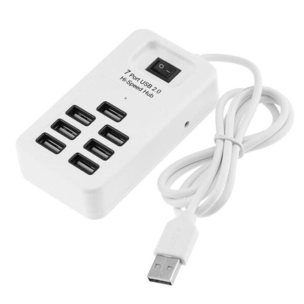 Generic 7 Port USB 2.0 Hi-Speed Hub 7*USB 480Mbps-White