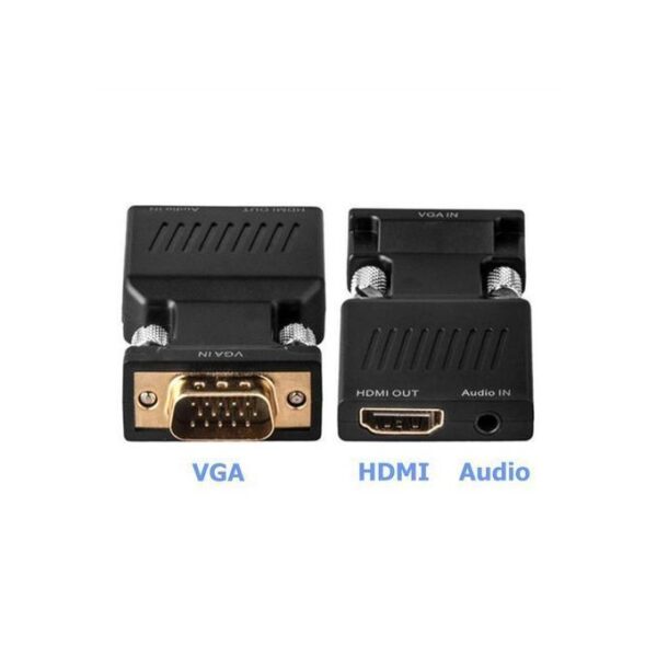 Generic VGA HDMI Adapter With 3.5mm Audio Output 1080P HDTV AV Converter Cable PC Notebook Projector Monitor VGA To HDMI Adapter Black