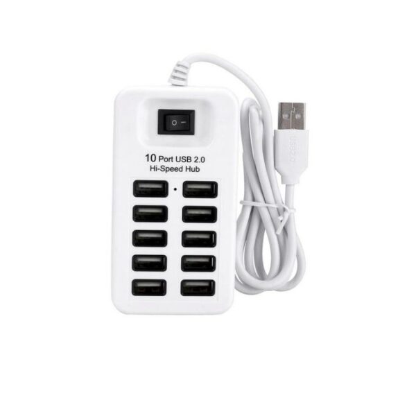 10-Ports USB 2.0 Hi-Speed Hub 10*USB 480Mbps-White