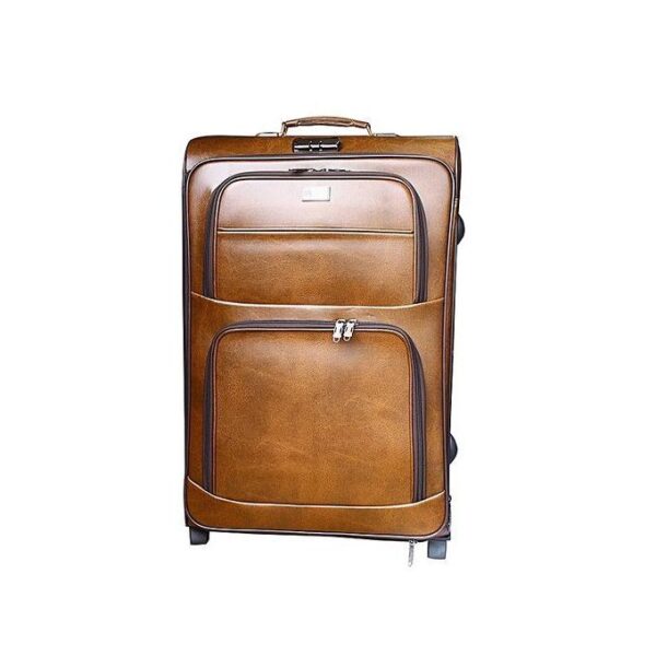 Faux Leather Suitcase- Medium - Brown