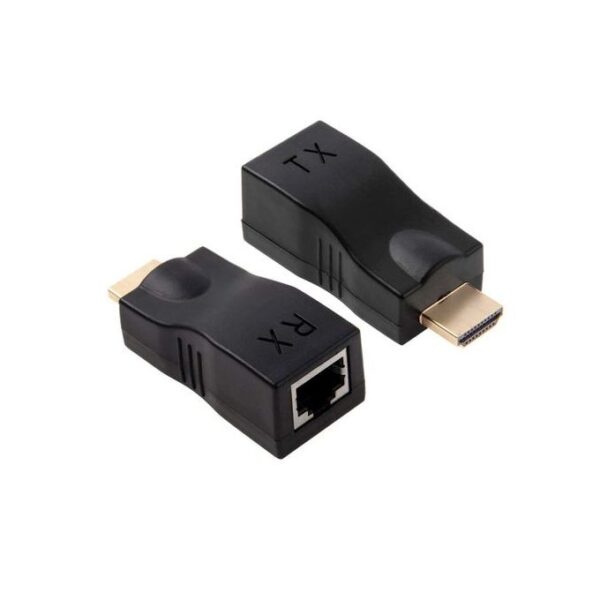 HDMI to RJ45 Extender Adapter (Receiver & Transmitter) by Cat-5e/6 Cable, Support HDCP, Transmission Distance: 30m(Black)