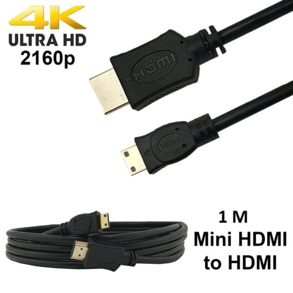 Mini HDMI to HDMI Cable Connector HD 1080P Black