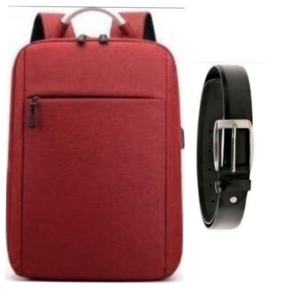 Men's Anti-theft Fashion Bag With Free Belt- Maroon, Black