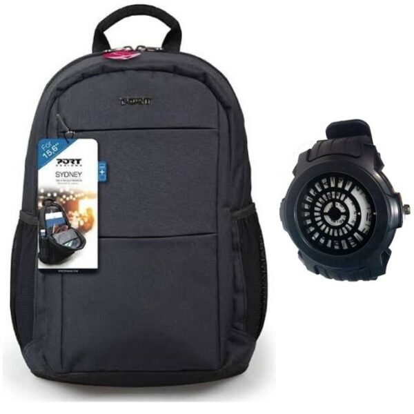 Anti Theft Laptop Backpack with Watch Black