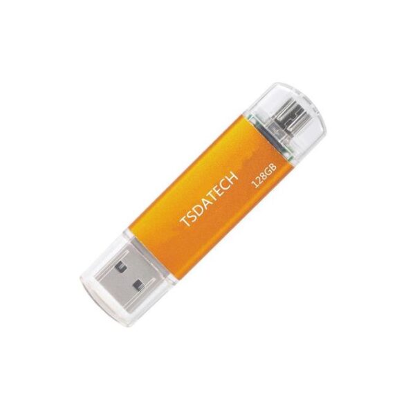 128GB 2-in-1 USB Flash Drive for OTG Go for Android/PC - Gold