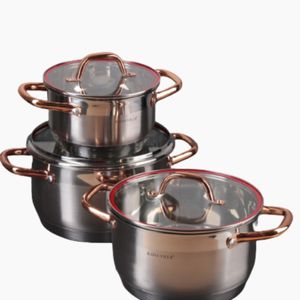 Stainless Steel 3 Pack Cookware Set (Red Line)