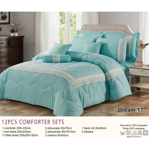 8x8 inch 12 Pack Ashaba Comfort Bedcover Set (Pearl Blue)