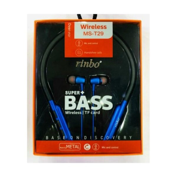 Ms T29 Neckband Bluetooth Stereo Headphone - Blue Black