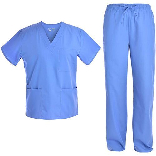 Polyester 2 Piece V-Neck Medical Uniform S/S (Sky Blue)