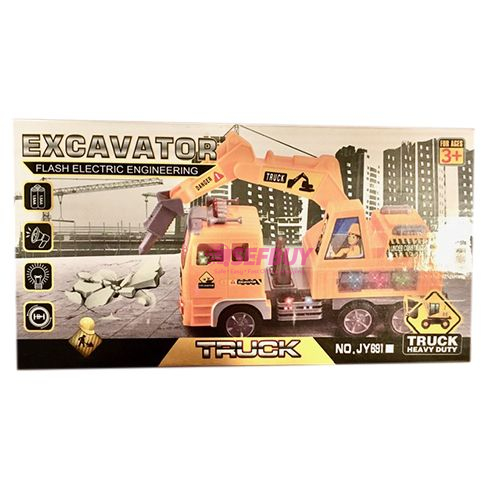 Excavator Electric Flash Engineering Truck Toy Car(Pale Papaya Orange)