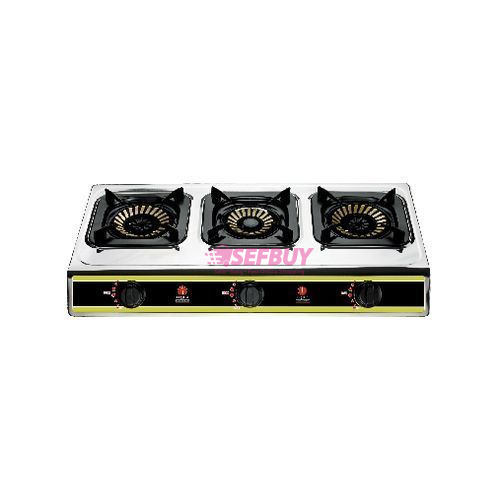 Iqra IQ-GS3-BSS Gas Burner Stove (Silver)