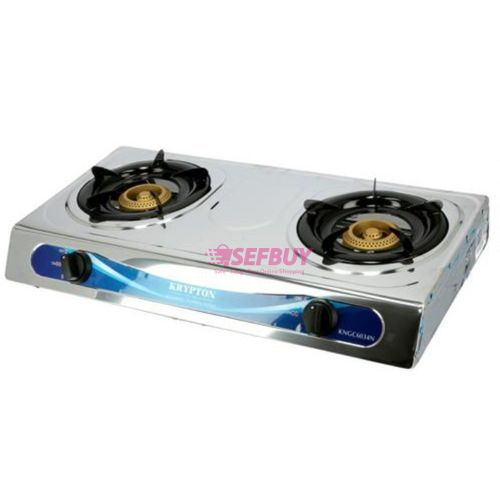 Krypton KNGC-6034 Stainless Steel Double Gas Cooker(Silver)