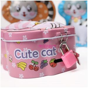 Cute Cat Piggy Bank Tin(Pink)