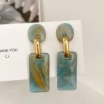Women's Marble Earrings-Turqoise - Image 3