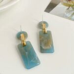 Women's Marble Earrings-Turqoise - Image 2