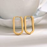 Women's Fabulous Simple Design Earrings-Gold. - Image 2