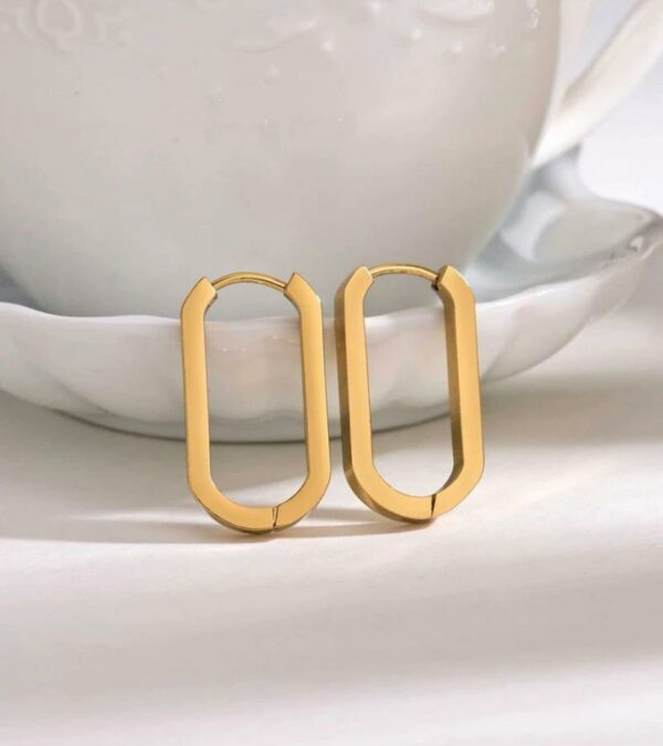 Women's Fabulous Simple Design Earrings-Gold. - Image 2