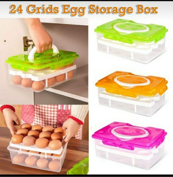 24 Grids Egg Storage Box-Multi-Color