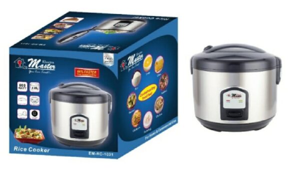 RICE COOKER  2.0LTR 800 Watts S.STEEL FINISH Free: Steamer/Measuring Cup/ Spoon