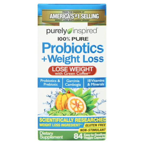 Purely Inspired Probiotics + Weight Loss with Green Tea & Garcinia, Unisex, 84 Pills.