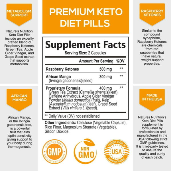 Nature's Nutrition Keto Diet Pills for Advanced Weight Loss, 1200mg, 60 Ct. - Image 7