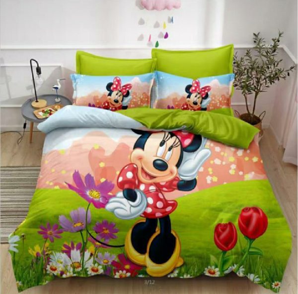 Colourful Mickey mouse duvet set(one bedsheet,one duvet,one pillow case)