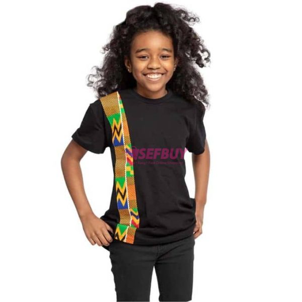 Rubanda-Mayonza Girl's African Designer T-shirts - Black