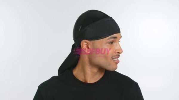 Durag Head band Head Sock Wave Extreme Shine Silky Durag for Men Waves Silky Doo Rag (Black) - Image 2