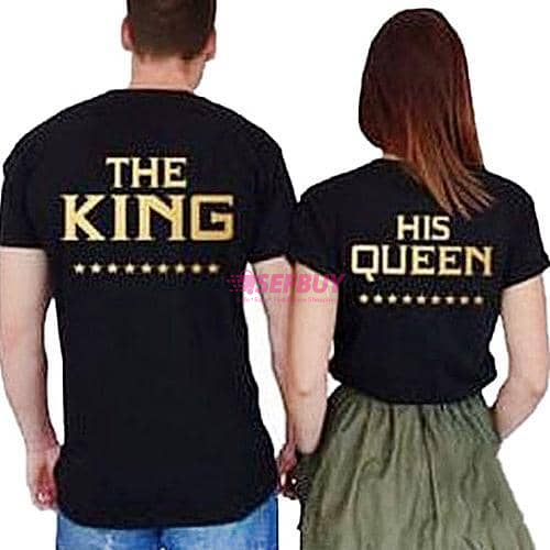 The King His Queen Couple T-Shirts - Black