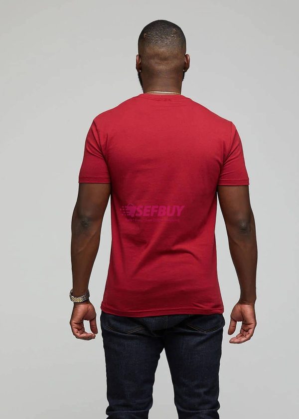 African tunic(Bitenge) Couple T-shirts Maroon - Image 6