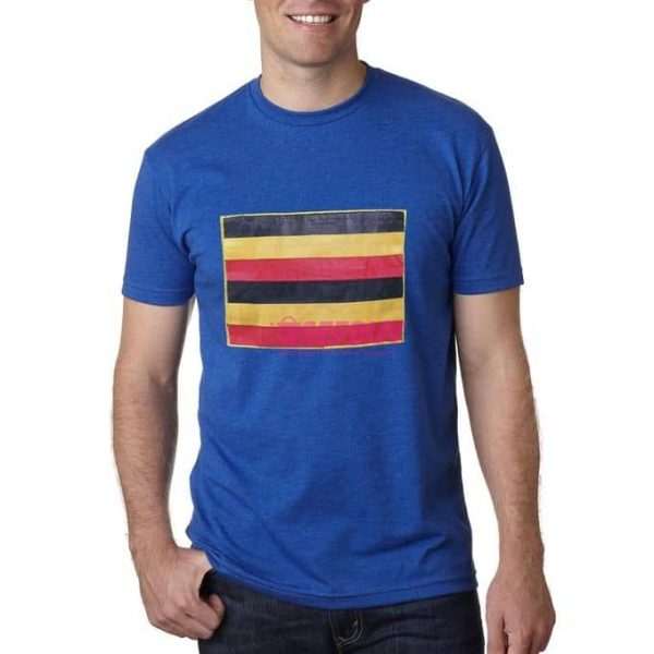 Uganda Flag Designed Men's T-Shirt - Royal Blue