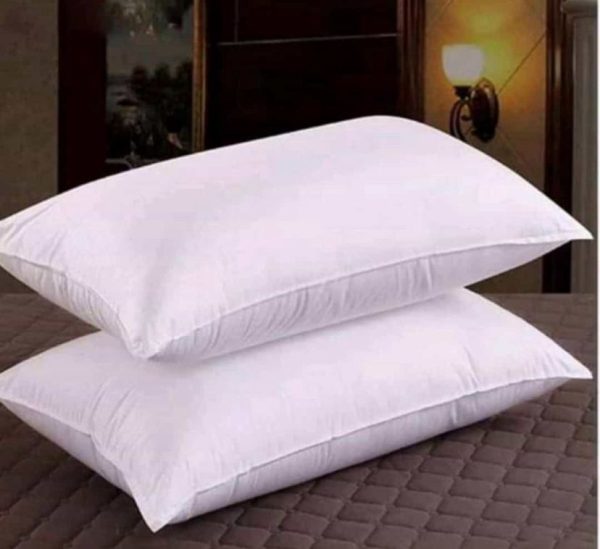 Plain white hollow Fibre pillows-pair