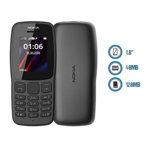 Nokia 105 DS 1.8'' Dual Sim, FM Radio, Torch light, 800MAH African Edition - Black