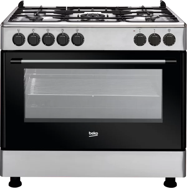 Beko Cooker 90x60cm | 5 Gas Burners | Electric Oven & Grill | Fan Assisted | Turnspit | GE15120DX