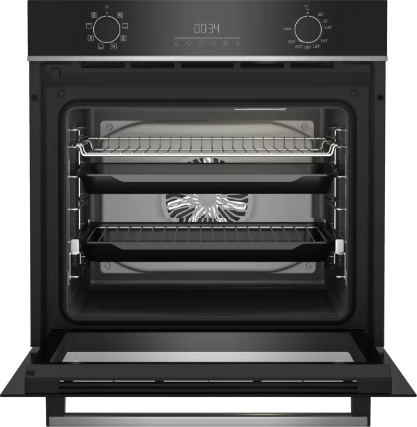 Beko 60cm Built-in Electric Oven, 72L, 8 Cooking Functions, Fan Assisted, 3D Hot Air, Steam Cleaning, BBIM14300BCCH – Black